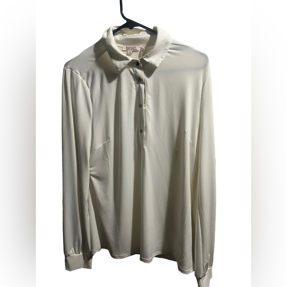 Badgley Mischka Women's Long Sleeve Collared Blouse